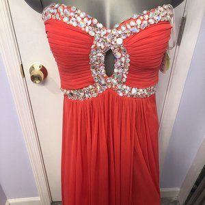 Windsor Coral Pink Juniors strapless dress